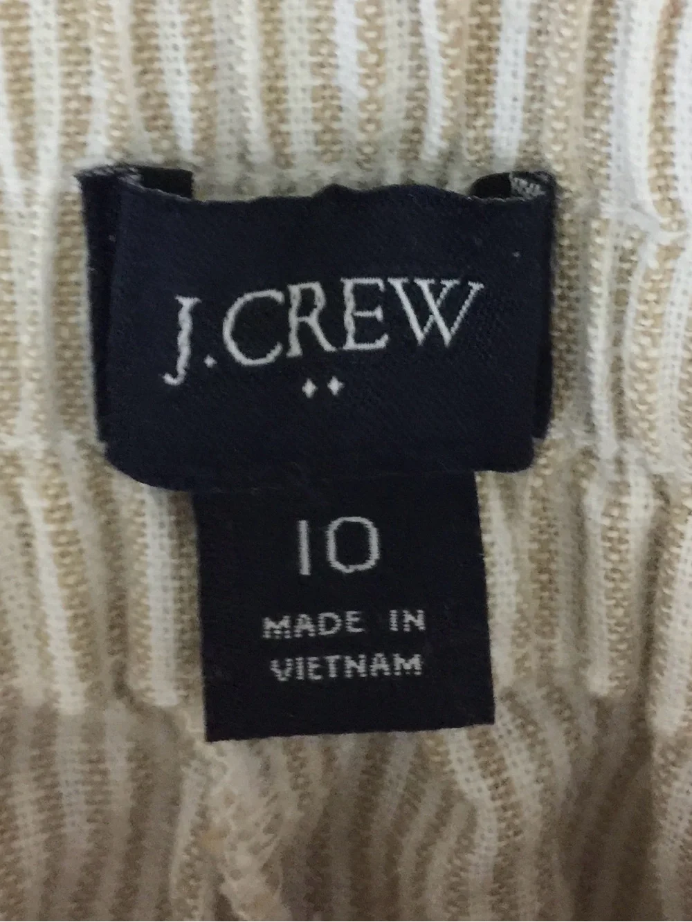 J.Crew Womens Tan White Pinstriped Cotton Linen Drawstring Cuffed Pants Size 10o